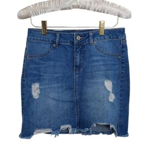 REWASH Women's Size 3 26 Demin Skirt Distressed Hem Blue